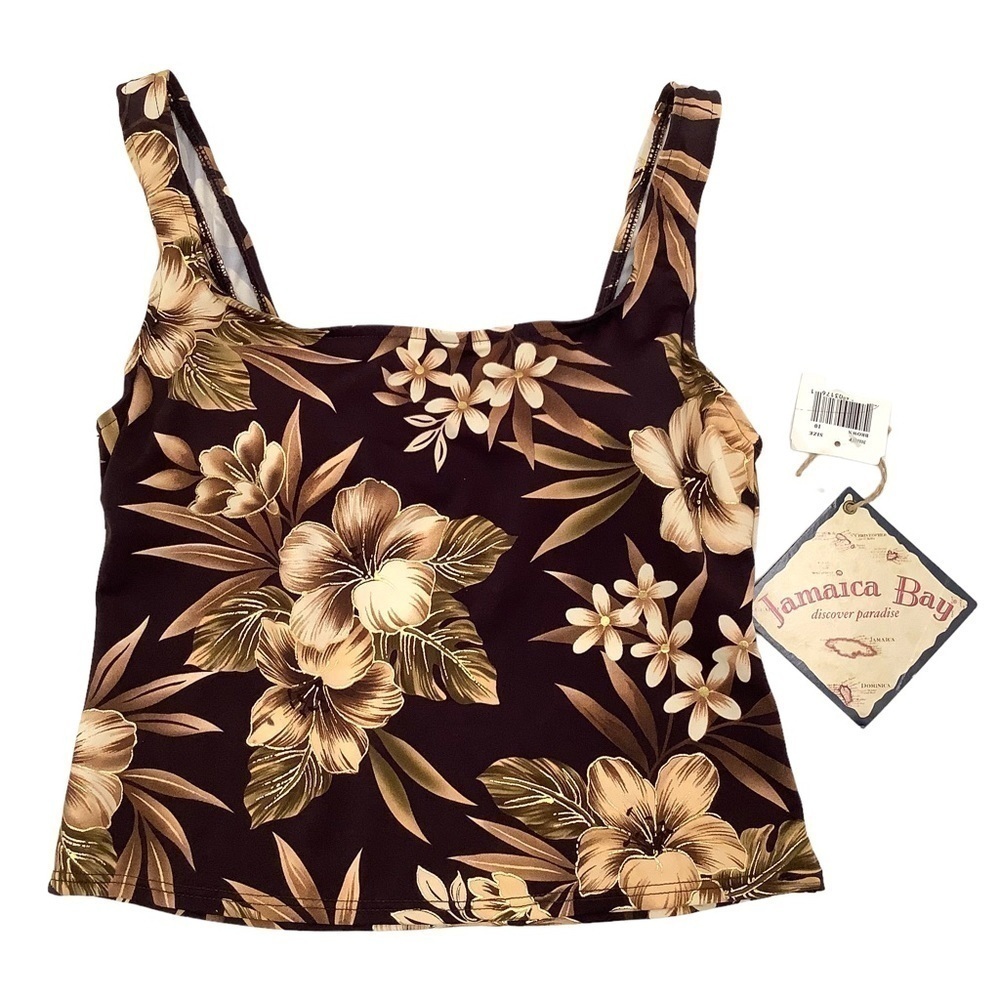 Jamaica Bay Brown Floral Tankini Top NWT